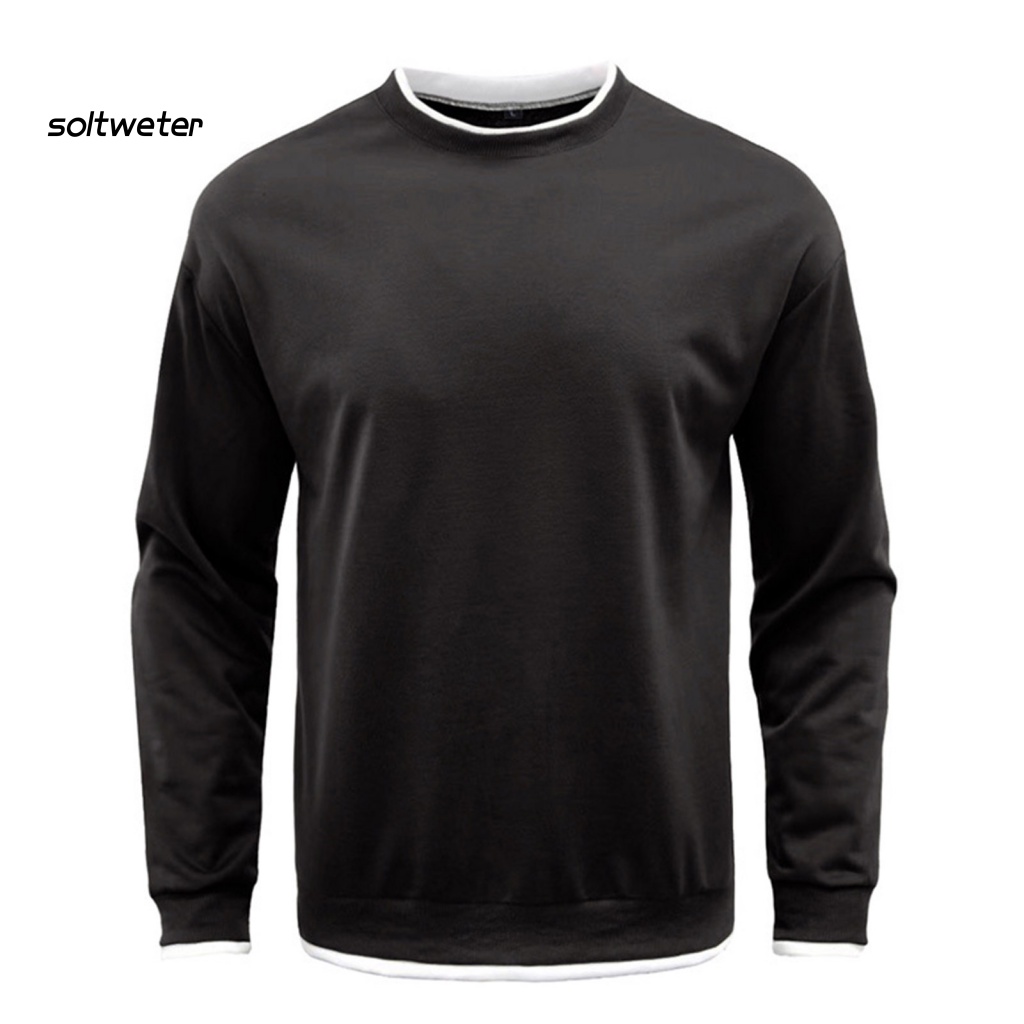 Áo Thun Tay Dài Cổ Tròn Giả Hai Lớp Thời Trang Mùa Thu Cho Nam