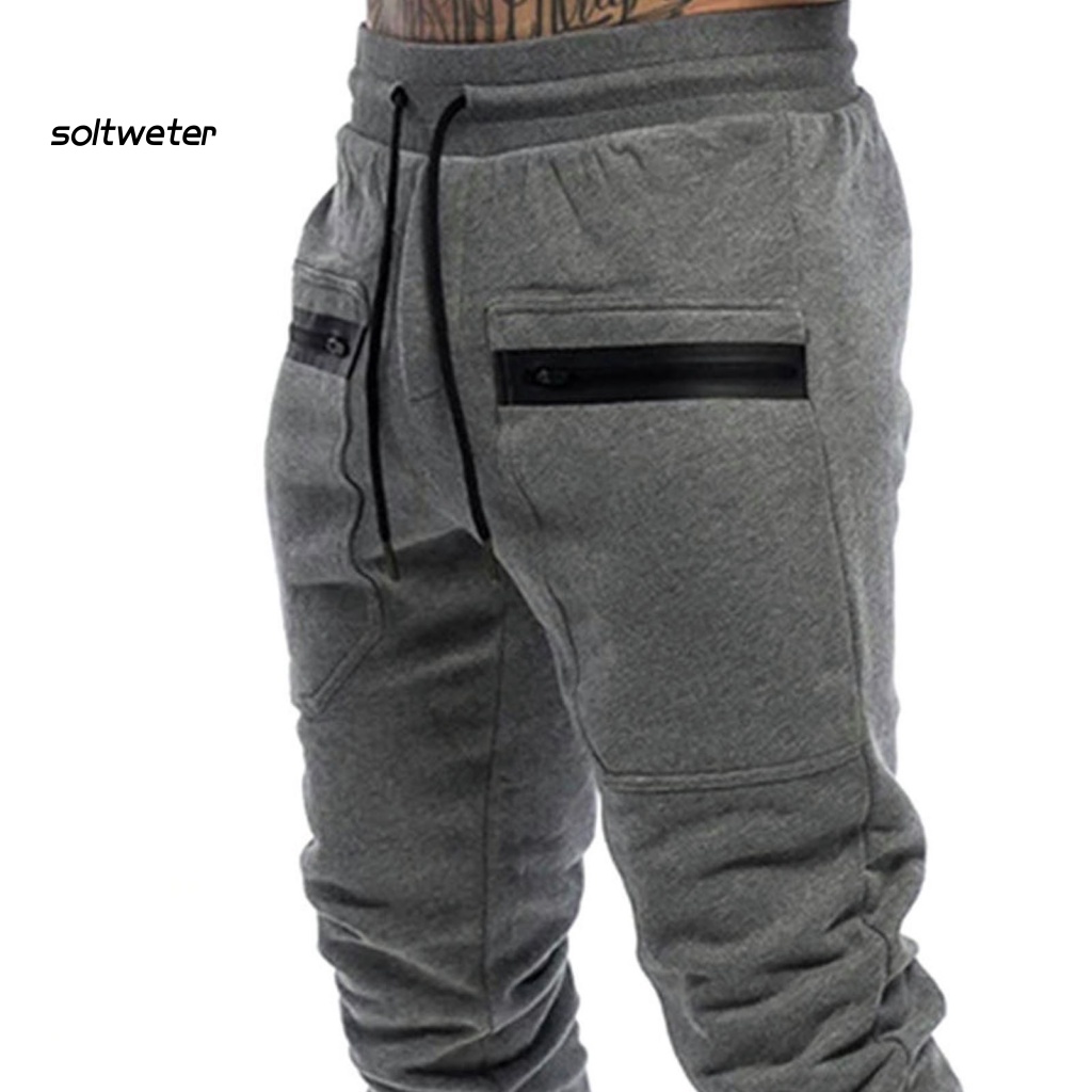 Quần Thể Thao Dây Rút Có Túi Lưng Thun Co Giãn Màu Sắc Trơn Dành Cho Nam