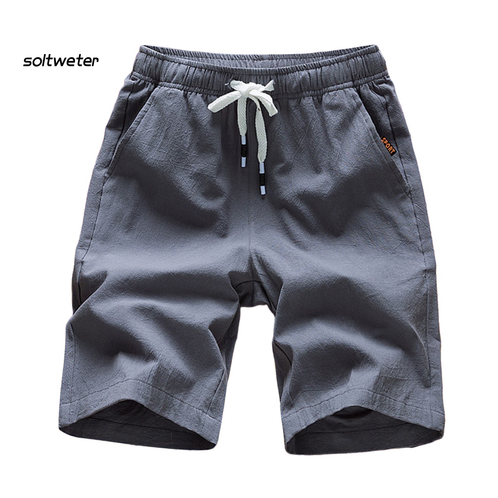 Quần Short Lưng Vừa Màu Sắc Trơn Nhanh Khô Phối Dây Rút Thời Trang Mùa Hè Cho Nam