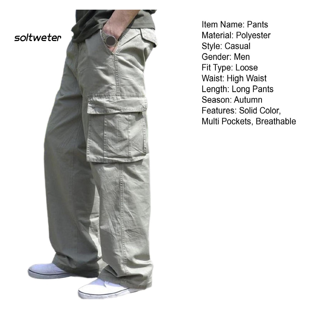 Quần Dài Lưng Cao Ống Rộng Nhiều Túi Phong Cách Đường Phố Thời Trang Mùa Thu Cho Nam