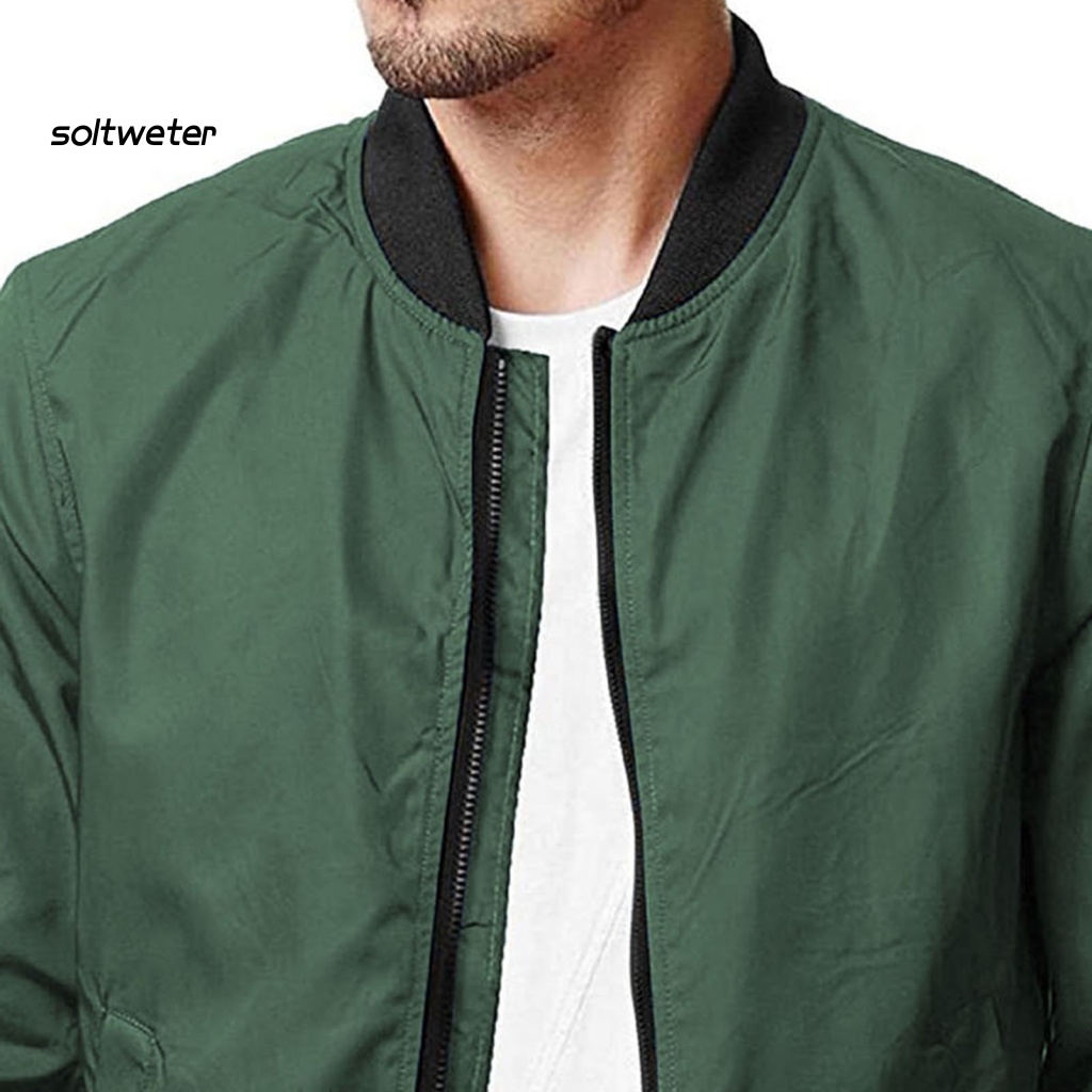 Áo Khoác Cổ Đứng Tay Dài Màu Trơn Có Khóa Kéo Dáng Rộng Thời Trang Đường Phố Mùa Thu Cho Nam