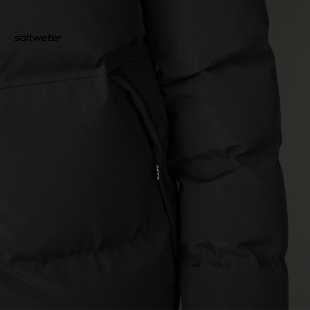 Áo Khoác Phao Dày Có Nón Dây Rút Màu Sắc Trơn Thời Trang Mùa Đông Cho Nam