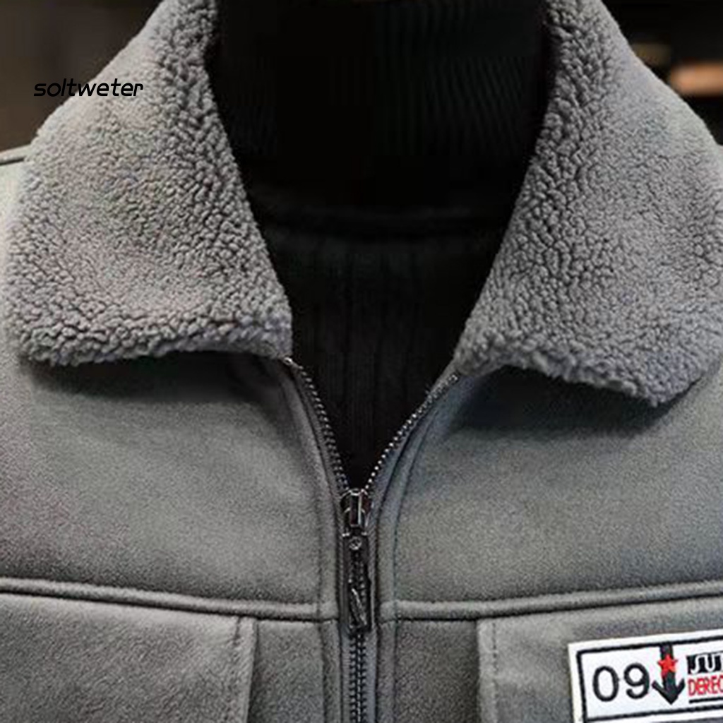 Huy Hiệu Cài Áo Khoác Nam Vải Lông Dày Dặn Plus Size Chống Gió Mặc Hàng Ngày