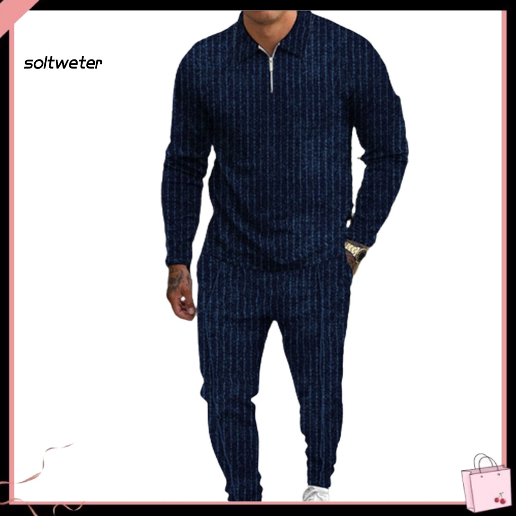 Set Áo Nỉ Dài Tay Cổ Bẻ + Quần Dài Màu Sắc Trơn Thấm Hút Mồ Hôi Thời Trang Mùa Thu