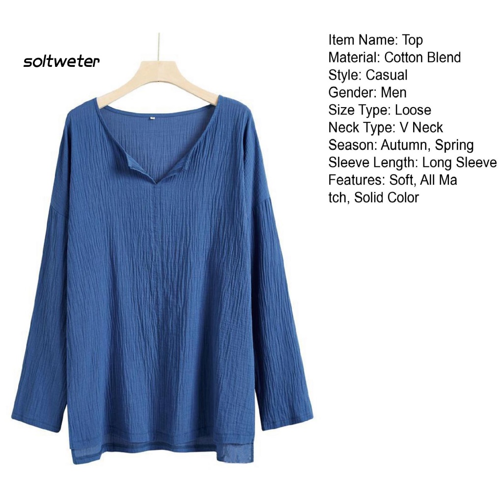 Áo Thun Mỏng Nhẹ Cổ Chữ V Tay Dài Màu Sắc Đơn Giản Thời Trang Cho Nam