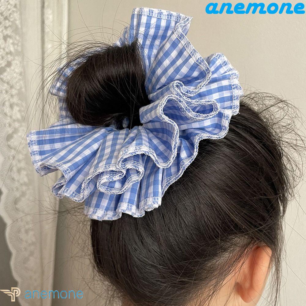 Dây Cột Tóc Cao Su Co Giãn Bốn Lớp Họa Tiết Sọc Caro Ngọt Ngào Thanh Lịch Cho Nữ