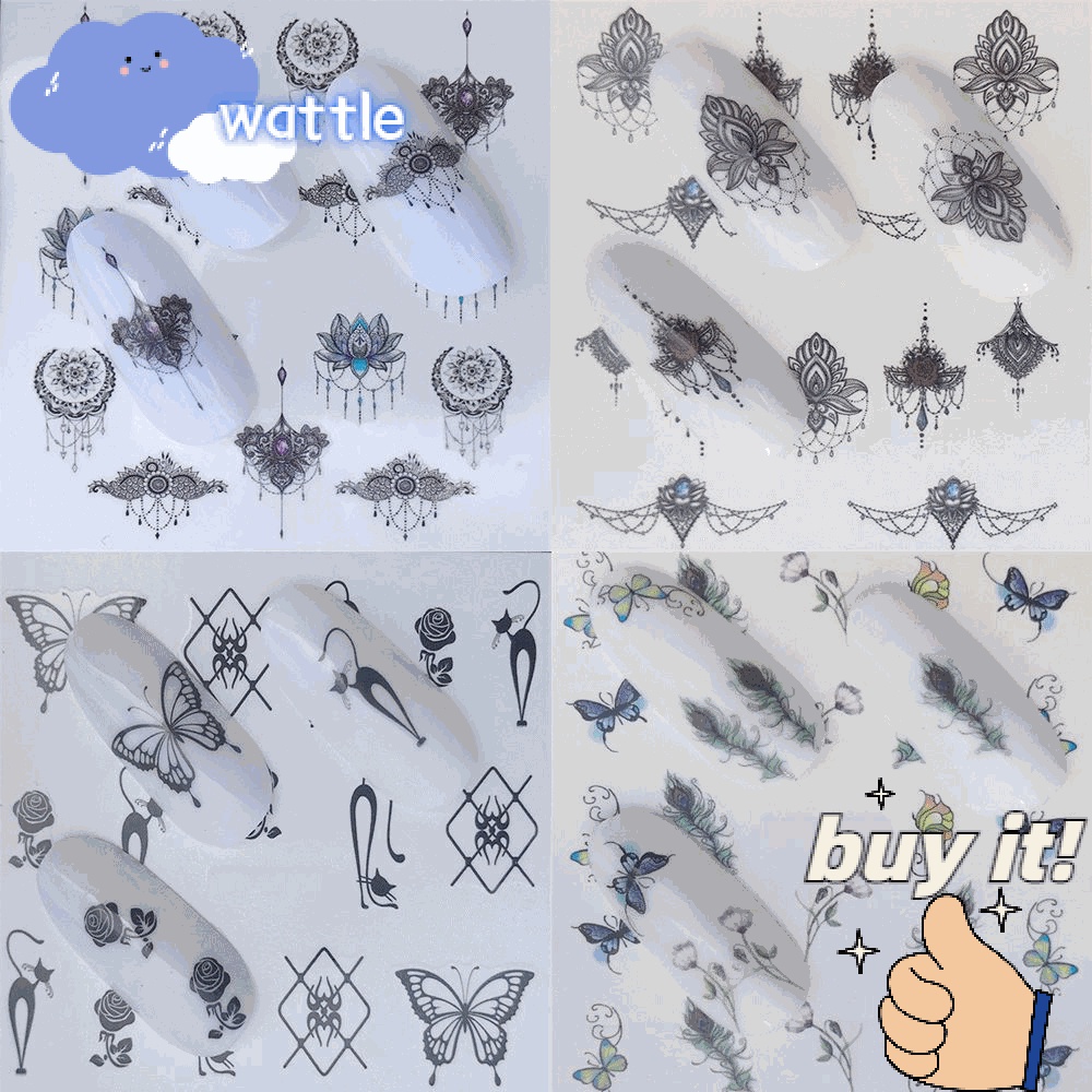 Miếng Dán Trang Trí Móng Tay Hình Bướm Và Hoa Nhiều Kiểu Dáng Thời Trang Dễ Sử Dụng