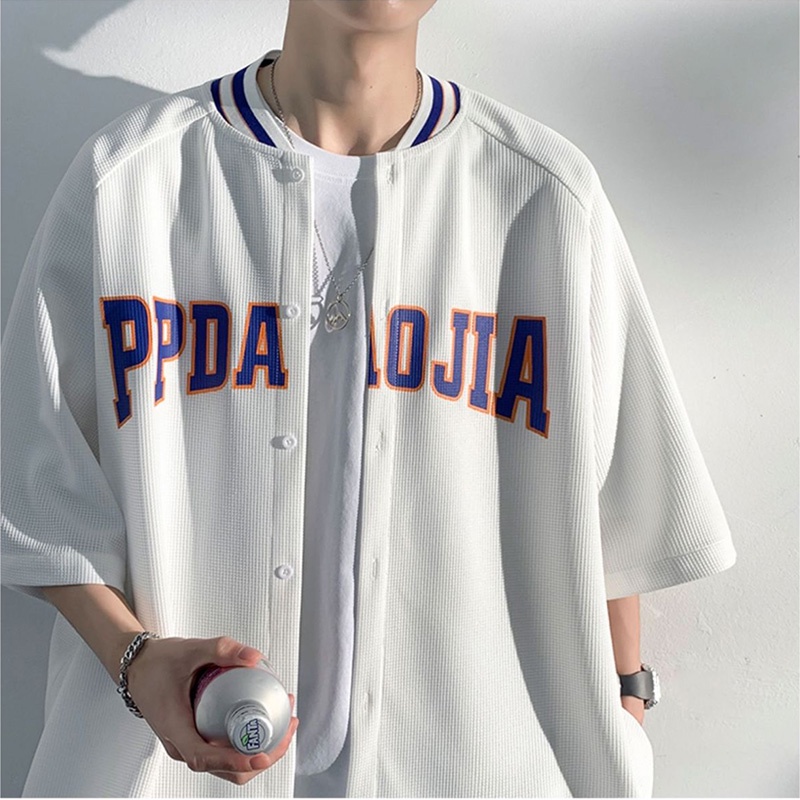 Áo Thun Bóng Chày Mùa Hè Tay Lửng Dáng Rộng Phong Cách Thời Trang Đường Phố Mỹ Có Size Lớn 150kg Hàng Mới Dành Cho Nam Và