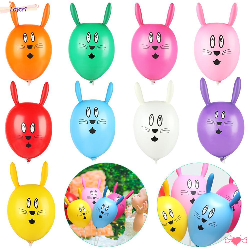 Set 1 / 10 Cặp Bong Bóng Bơm Hơi Hình Thỏ Phục Sinh Trang Trí Sân Vườn