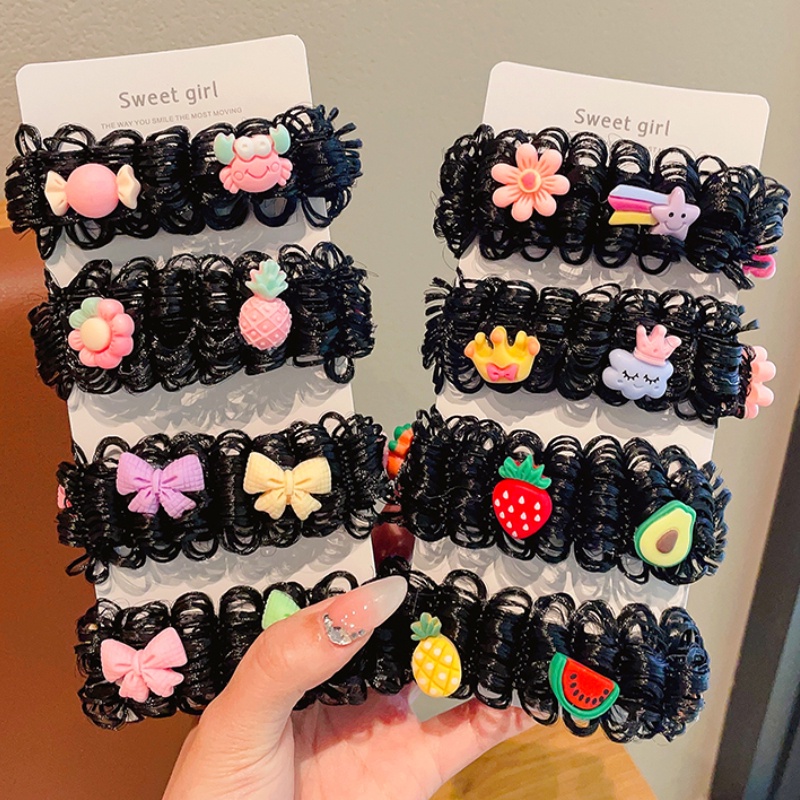 Dây Cột Tóc Đính Tóc Giả Thắt Nơ Dễ Thương Cho Bé Gái