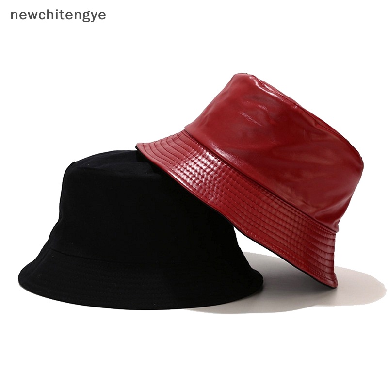 Nón bucket Chất Liệu Da PU Và cotton Màu Trơn Thời Trang