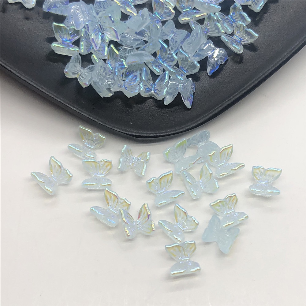 Set 100 Hạt Nhựa Hình Bướm 6mm Nhiều Màu Sắc Không Lỗ Làm Trang Sức DIY