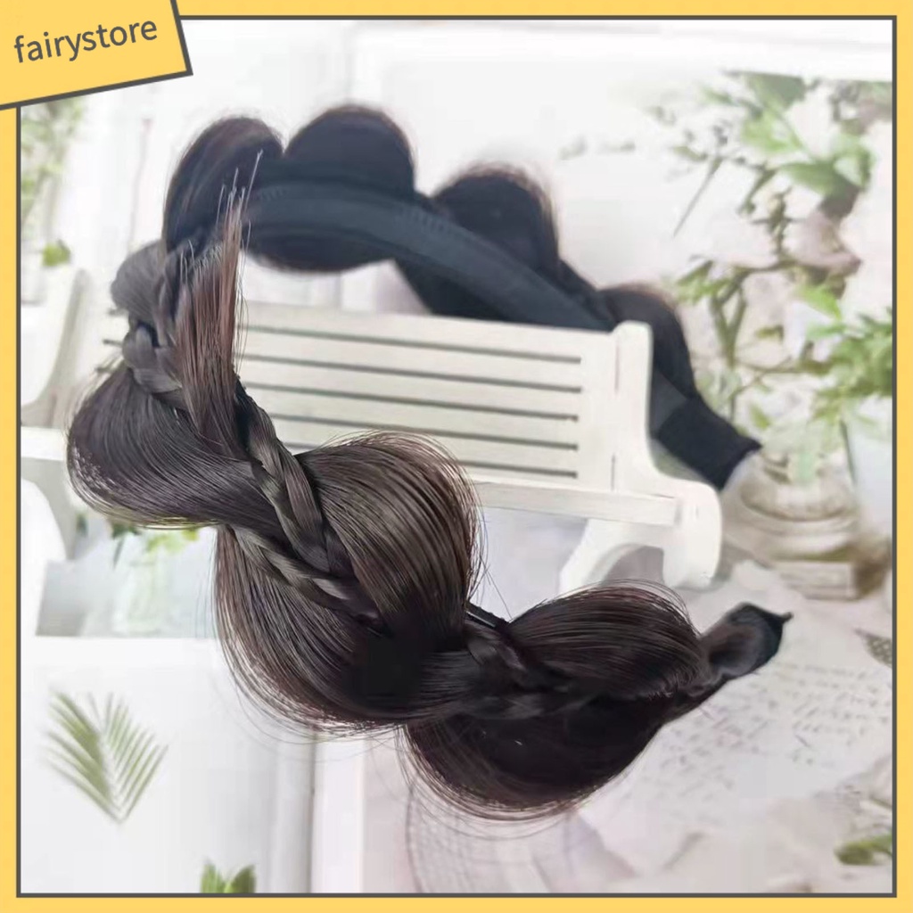 Băng Đô Tóc Giả Thắt Bím Chống Trượt Màu Sắc Tự Nhiên