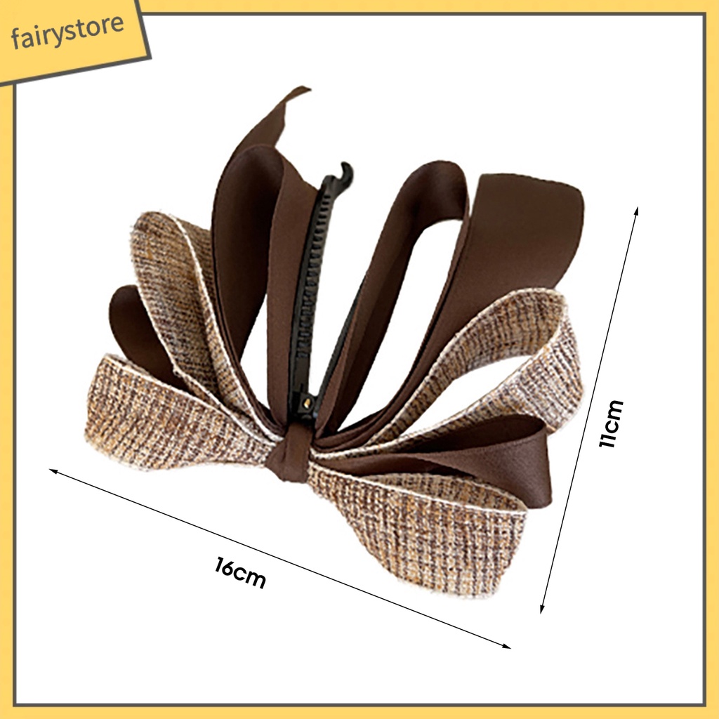 [FRO] Kẹp Tóc Dạng Dọc Đính Nơ Lớn Tinh Tế Thủ Công Không Dễ Rơi Cho Nữ