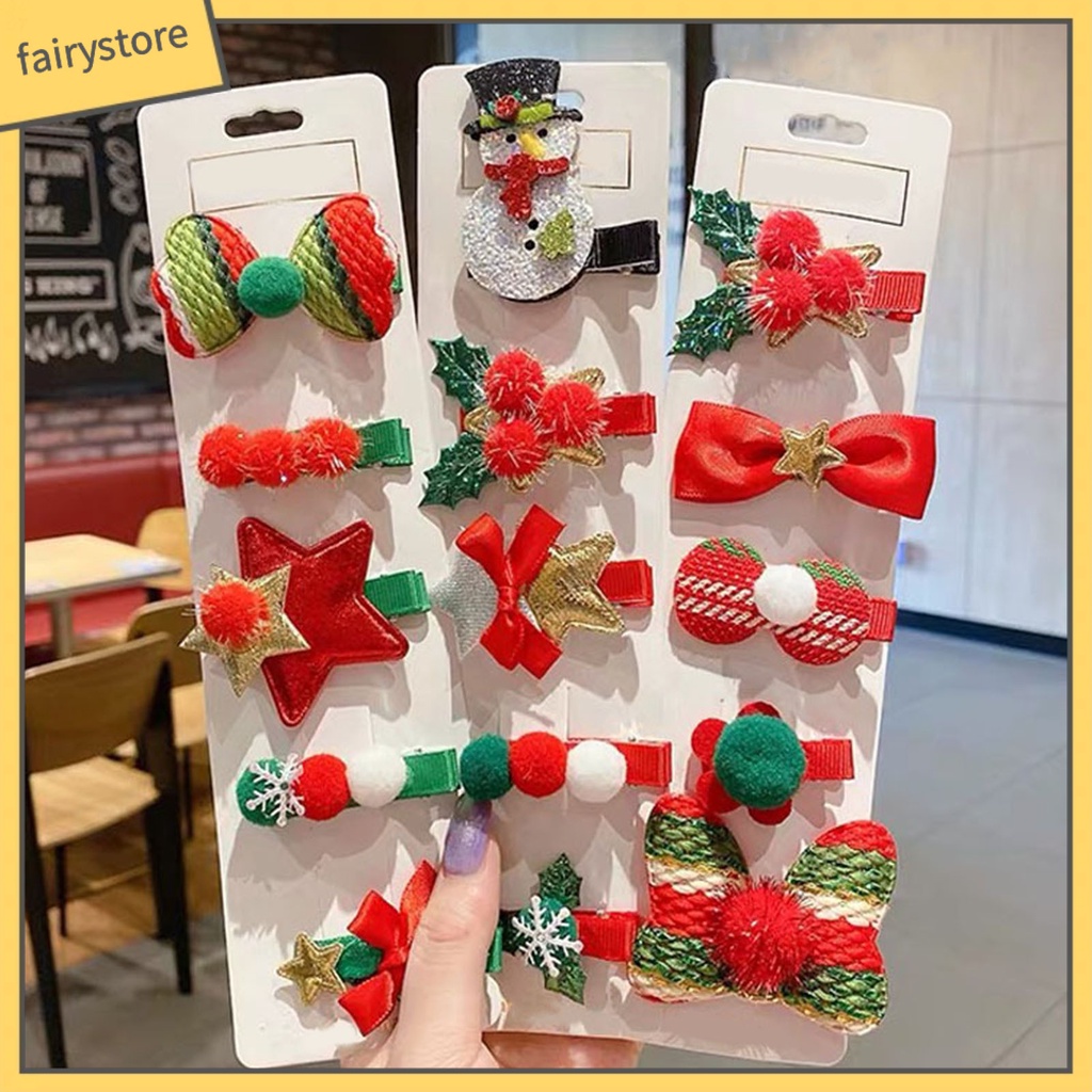 Set 5 Kẹp Tóc Hình Người Tuyết Nhiều Kiểu Dáng Chống Trượt Chống Rơi Trang Trí Tóc Cho Nữ