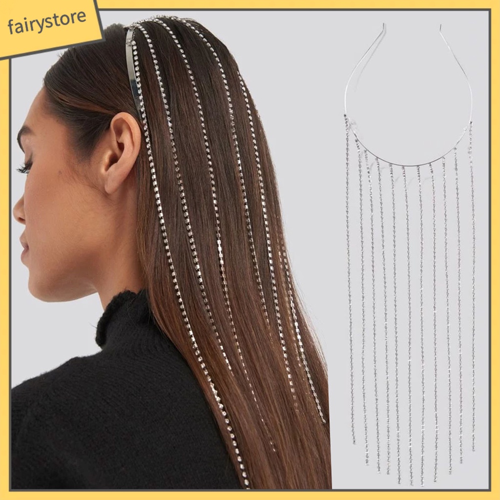 Băng Đô Cài Tóc Đính Đá Phối Tua Rua Bắt Mắt Tinh Tế Cho Nữ