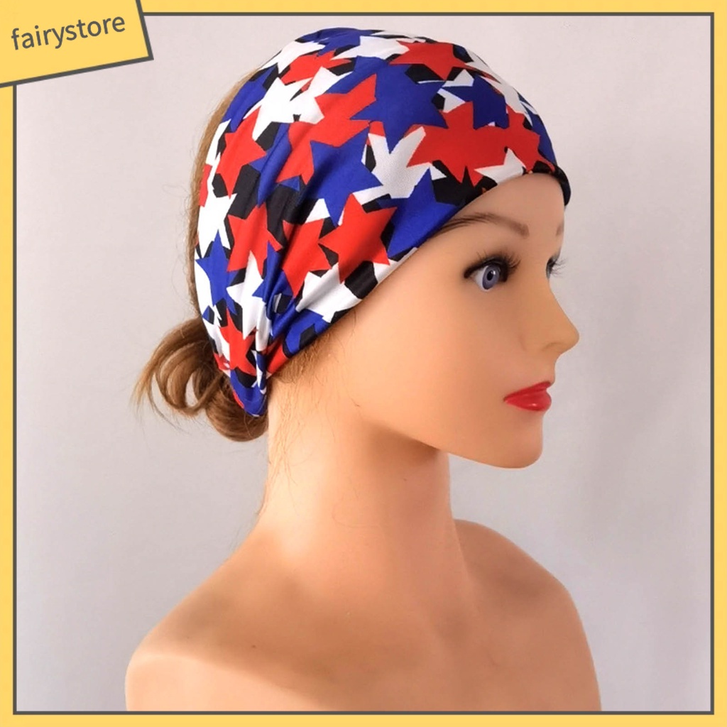 Băng Đô Cài Tóc Bản Rộng Co Giãn Chống Trượt Không Phai Họa Tiết Ngôi Sao