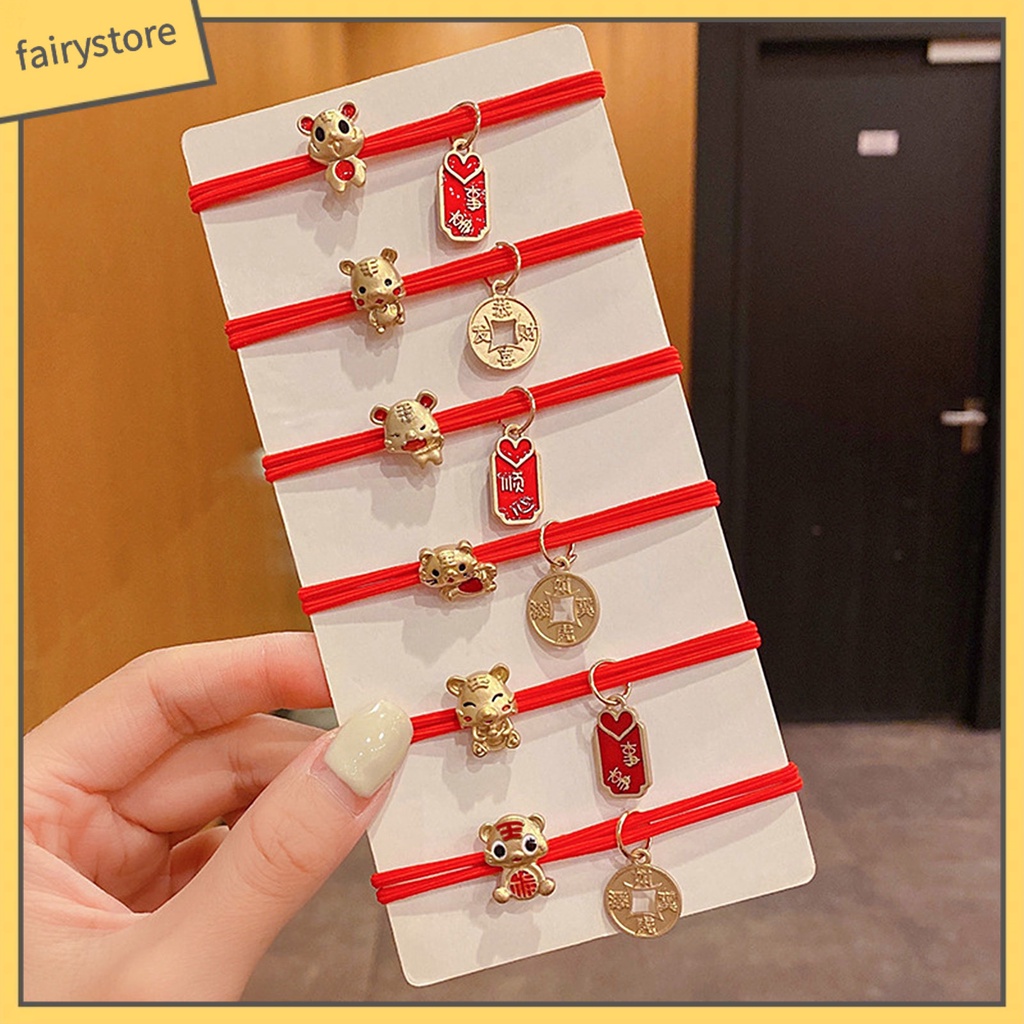 Dây Cột Tóc Co Giãn Họa Tiết Hoạt Hình Phong Cách Trung Hoa