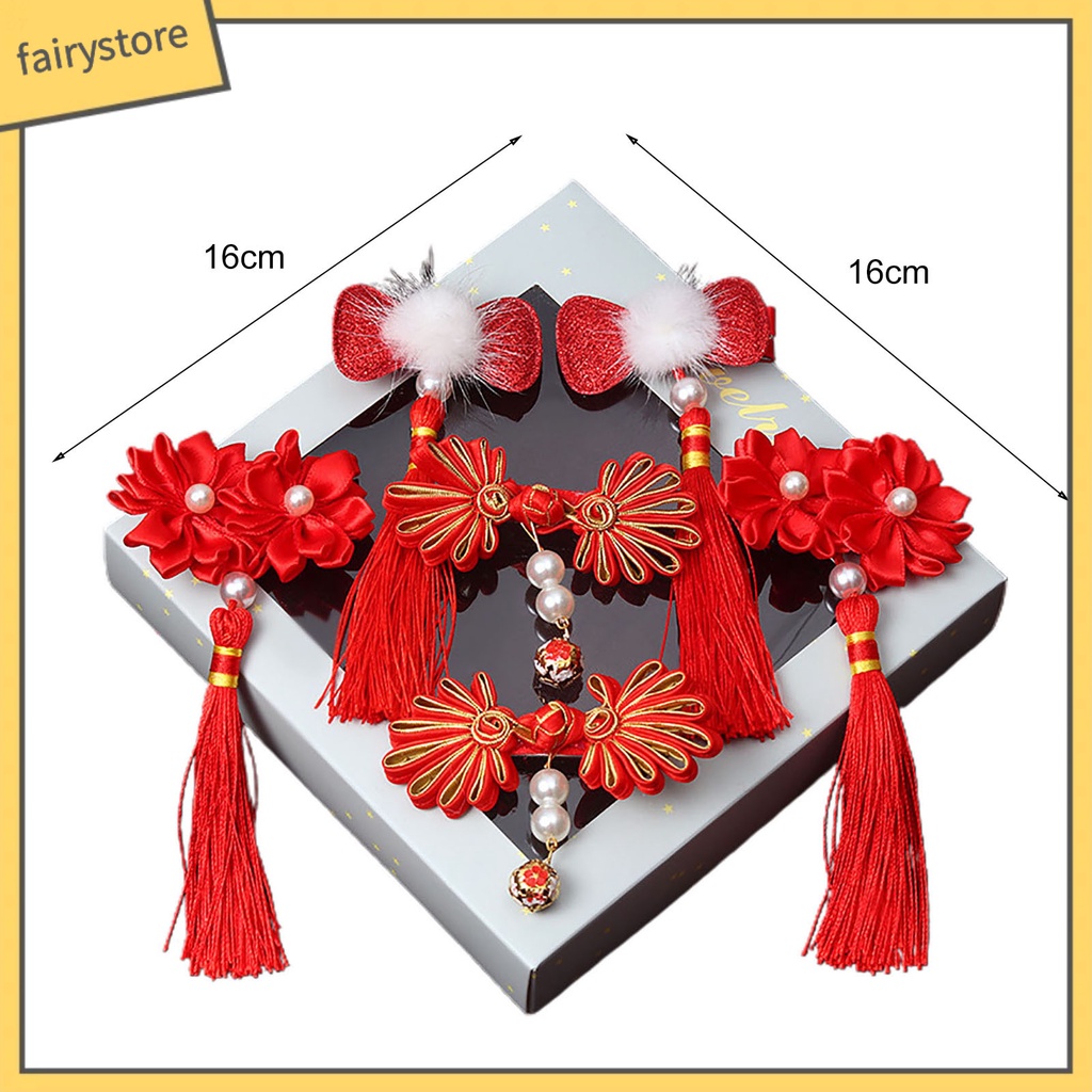 1 Bộ Kẹp Tóc Đính Ngọc Trai Giả Siêu Nhẹ Phong Cách Trung Hoa Dành Cho Bé Gái