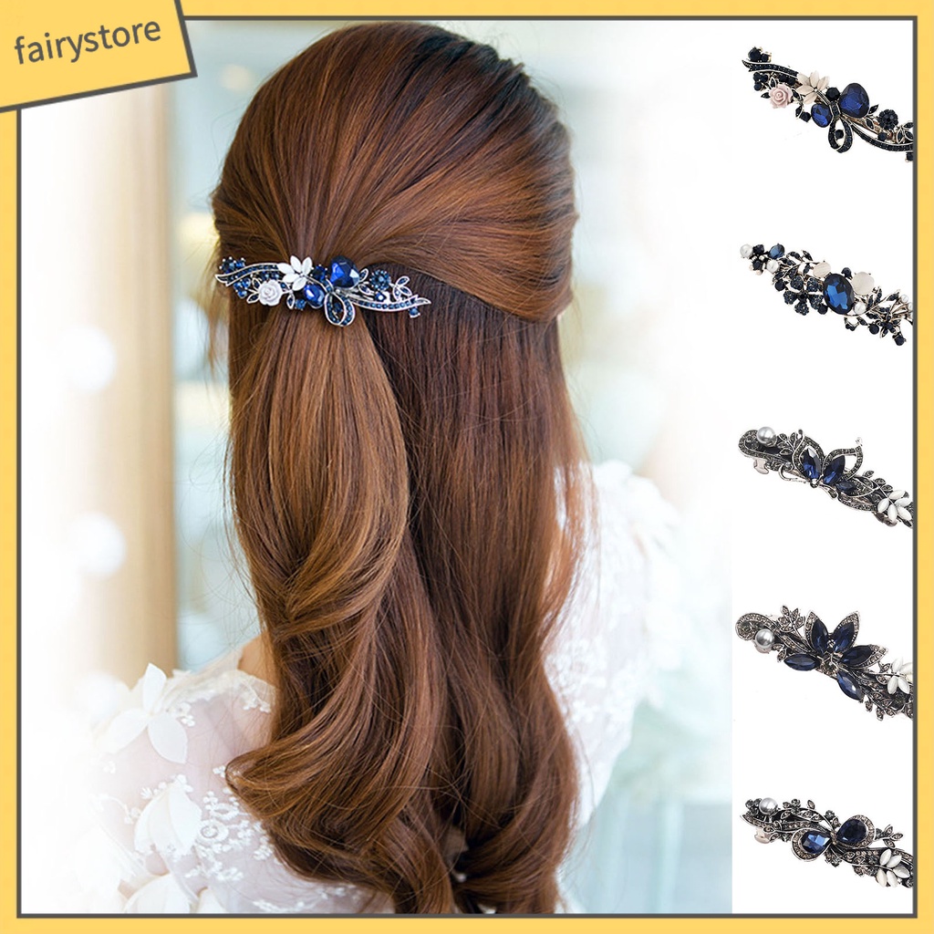 Kẹp Tóc Hình Hoa Đính Đá Lấp Lánh Phong Cách Vintage