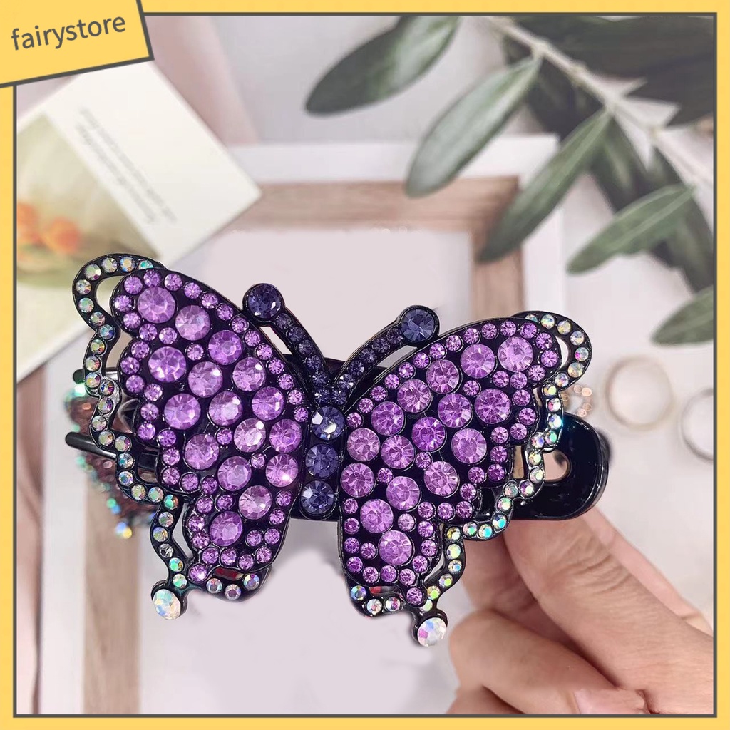 Kẹp Tóc Hình Bướm Đính Đá Nhiều Màu Chống Trượt Trọng Lượng Nhẹ