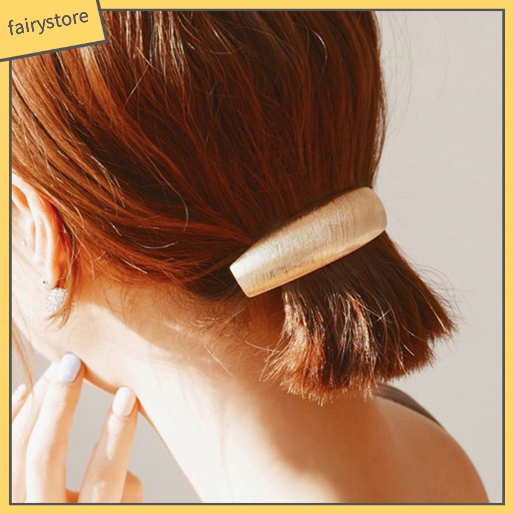 Kẹp Tóc Đuôi Ngựa Bằng Kim Loại Hình Vòng Cung Tối Giản Cho Nữ