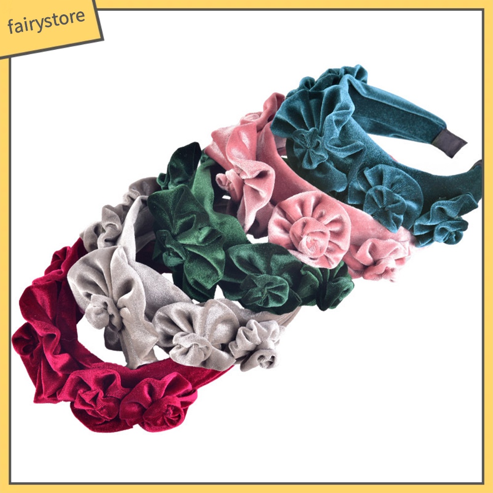 Băng Đô Cài Tóc Đính Hoa Vải Nỉ Thời Trang Cho Nữ