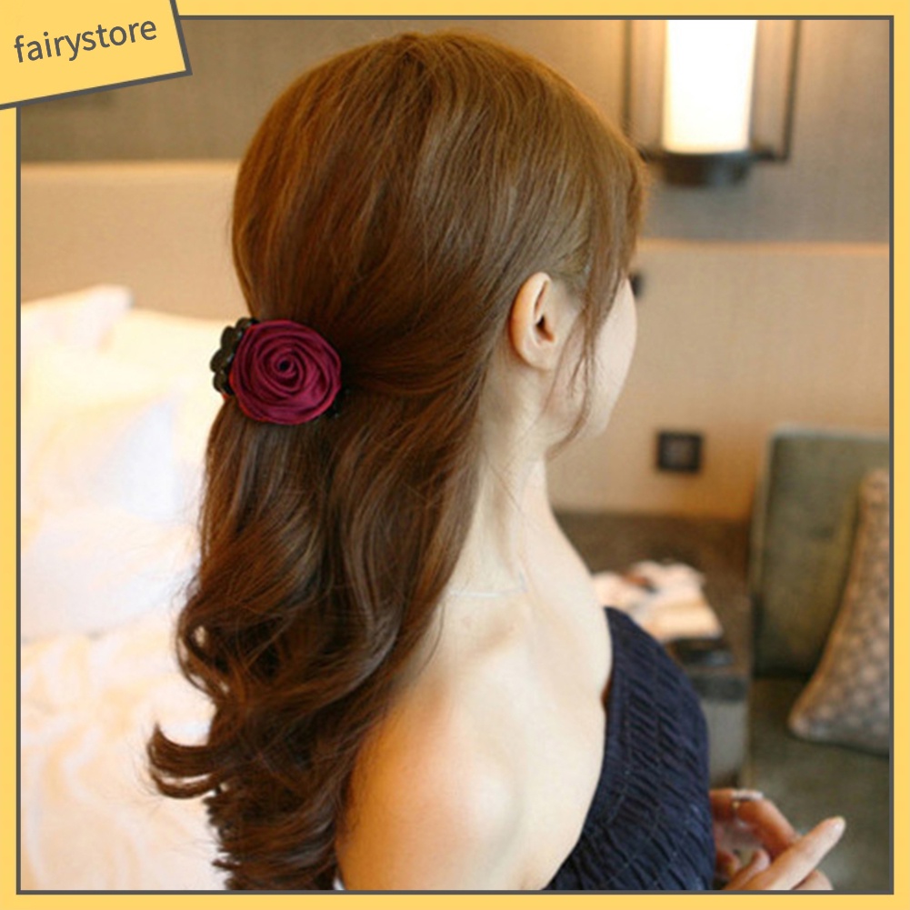 Kẹp Tóc Hoa Hồng Vải Thời Trang Cho Nữ