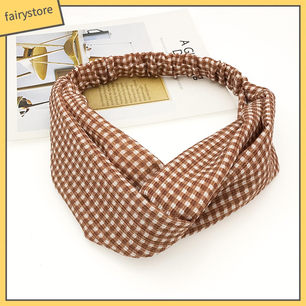 Băng Đô Cài Tóc Bản Rộng Co Giãn In Họa Tiết Kẻ Sọc Cho Nữ