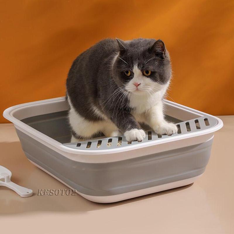 [Kesoto2] Hộp Đi Vệ Sinh Bán Nguyệt Gấp Lại Được Nhỏ Gọn Cho Thú Cưng Đi Du Lịch