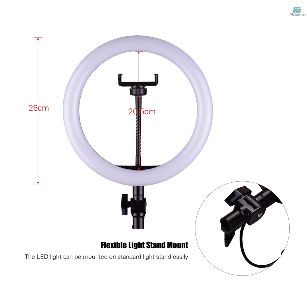 26cm/10inch LED Ring Light Photography Fill-in Lamp 3 Lighting Modes Adjustable Brightness USB Powered with Flexible Phone Holder for YouTube Live Video Recording Network   Broadcast Selfie Makeup