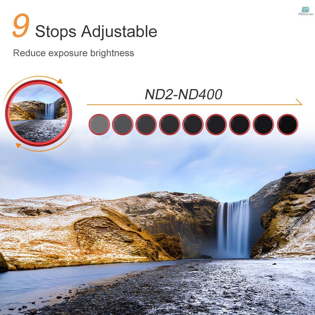 FOTGA 58mm Slim ND Fader Variable Filter Neutral Density ND2 to ND400 Red Replacement for   DSLR Camera