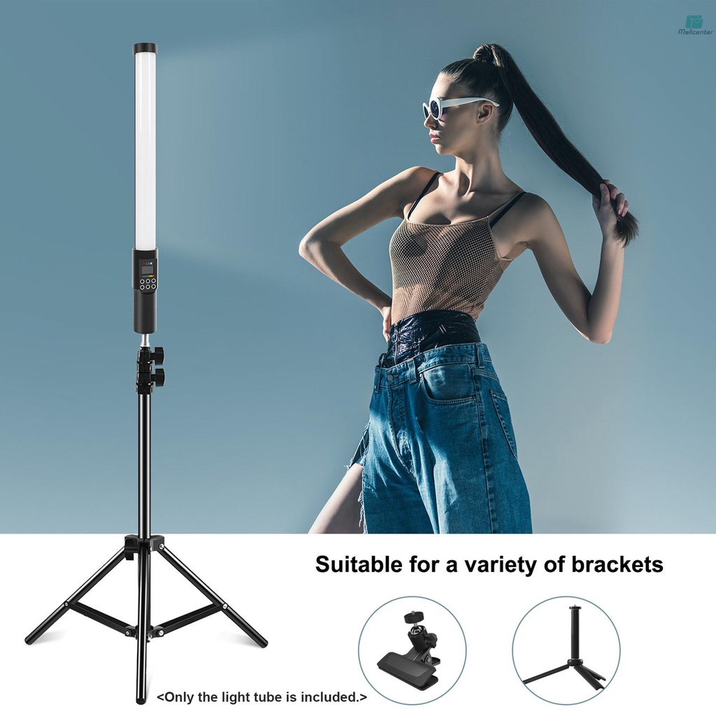 Handheld RGB Light Tube LED Video Light Wand with Barndoor 3000K-6500K Dimmable 18 Lighting Effects Built-in Battery for Vlog Live Streaming Product Portrait Photography