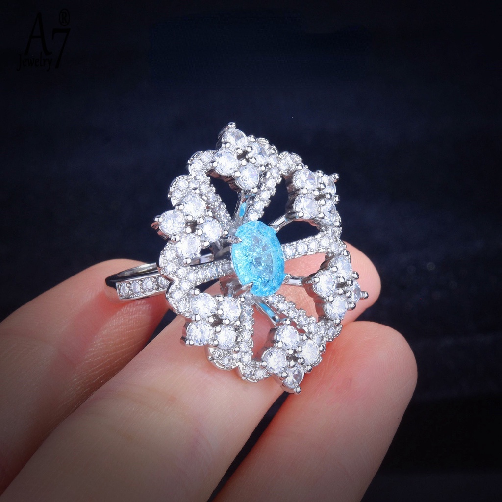 A7| Nhẫn Hình Hoa Tuyết Đính Kim Cương Giả Sang Trọng M3435