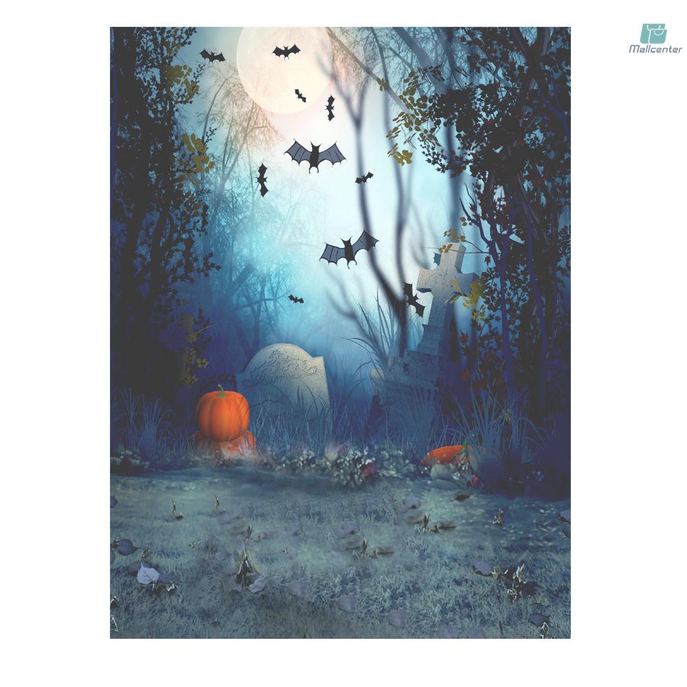 Andoer 1.5 * 2m Photography Background Backdrop Digital Printing Hallowmas Halloween Pumpkin Graveyard Pattern for Photo Studio
