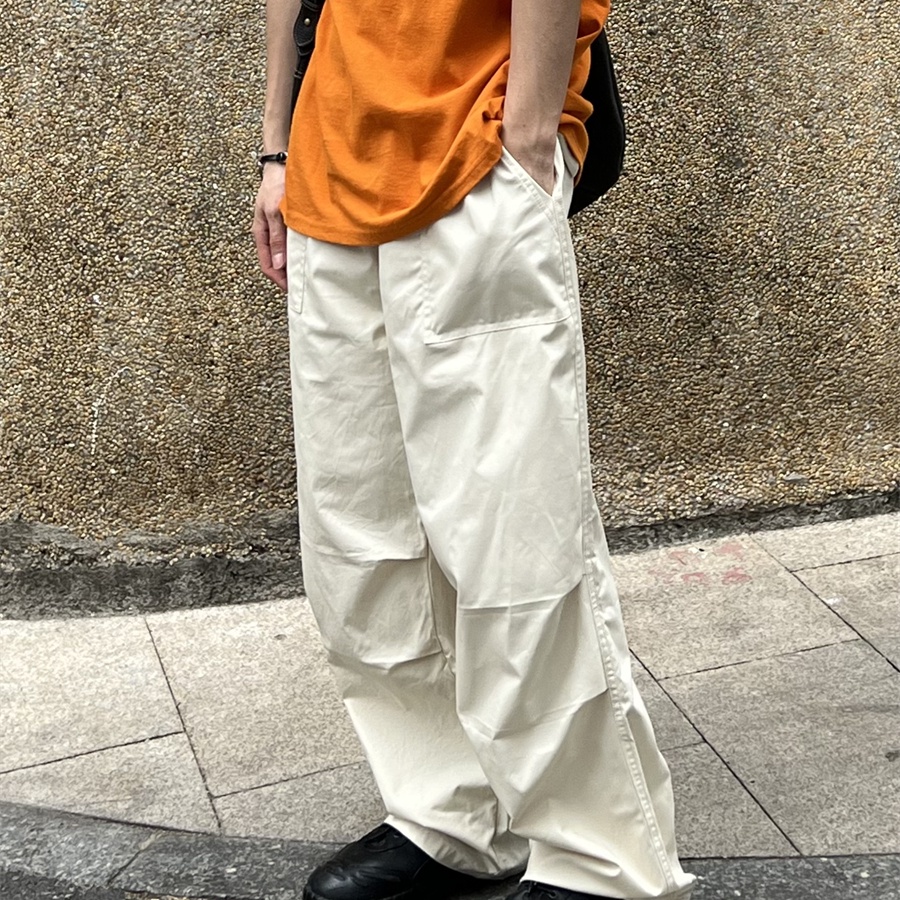 Quần Dù Lưng Thun Rút Dây Phong Cách Retro Mỹ Cho Nam Nữ