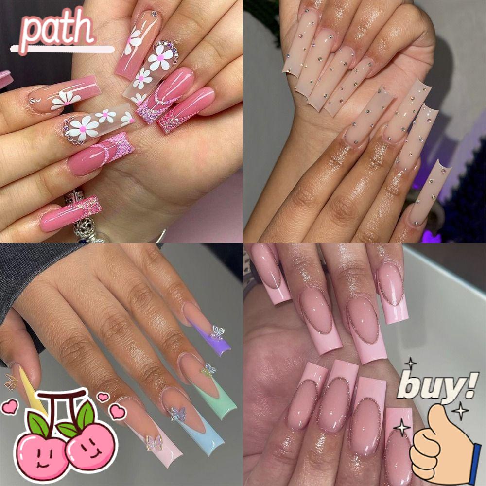 Bộ Móng Tay Giả Đầu Vuông Dạng Nhấn DIY