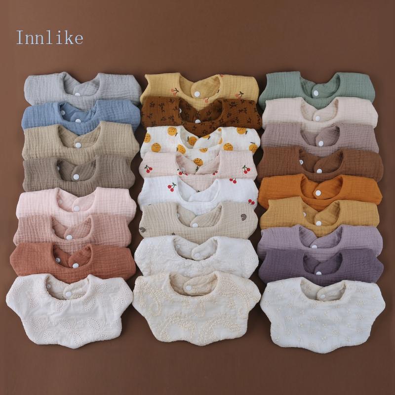 Yếm Ăn Cotton Nguyên Chất Hình Cánh Hoa Cho Bé Sơ Sinh