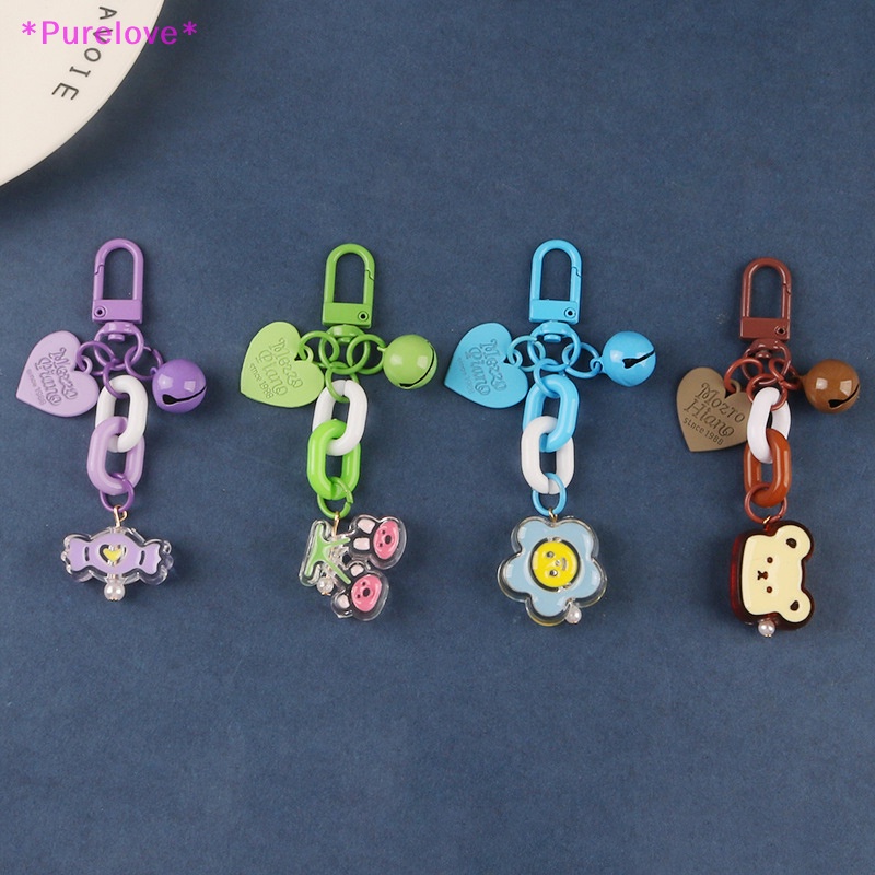 Móc Chìa Khóa Bằng Acrylic Hình Động Vật / Bông Hoa / Chuông Nhiều Màu Dễ Thương Mới