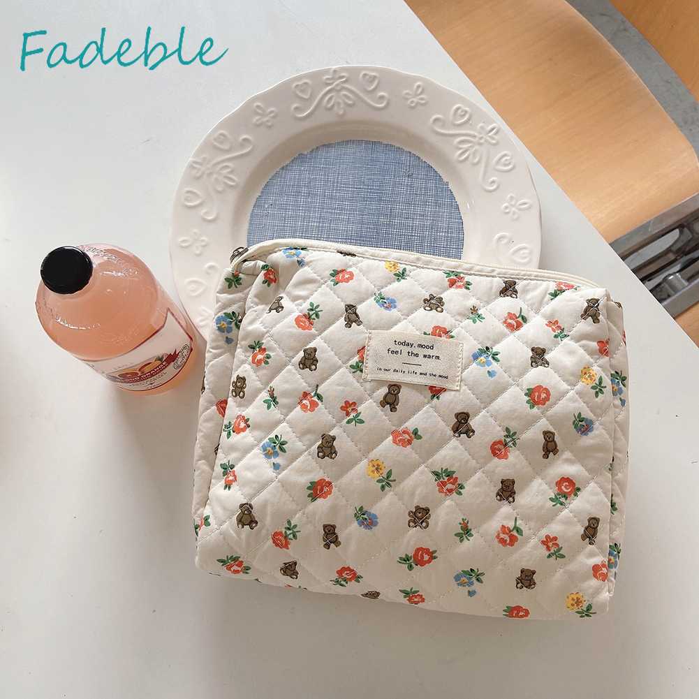 Túi Đựng Đồ Trang Điểm Bằng Cotton Có Khóa Kéo Phong Cách Hàn Quốc