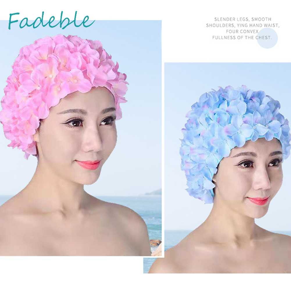 Mũ Bơi In Hoa 3D Thoáng Khí Thoải Mái Cho Nữ