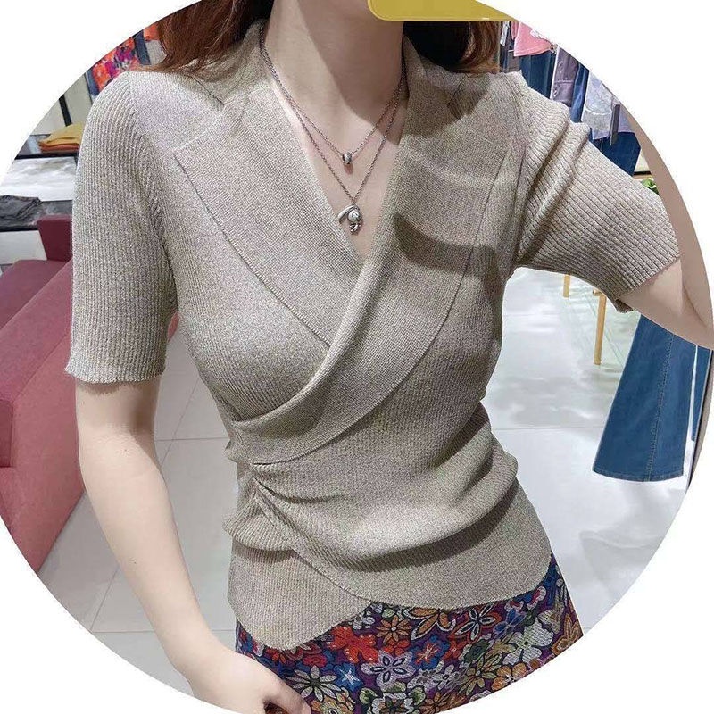 Áo Thun Tay Ngắn Cổ Chữ v Thiết Kế Độc Đáo Thời Trang Mùa Hè Mới Cho Nữ