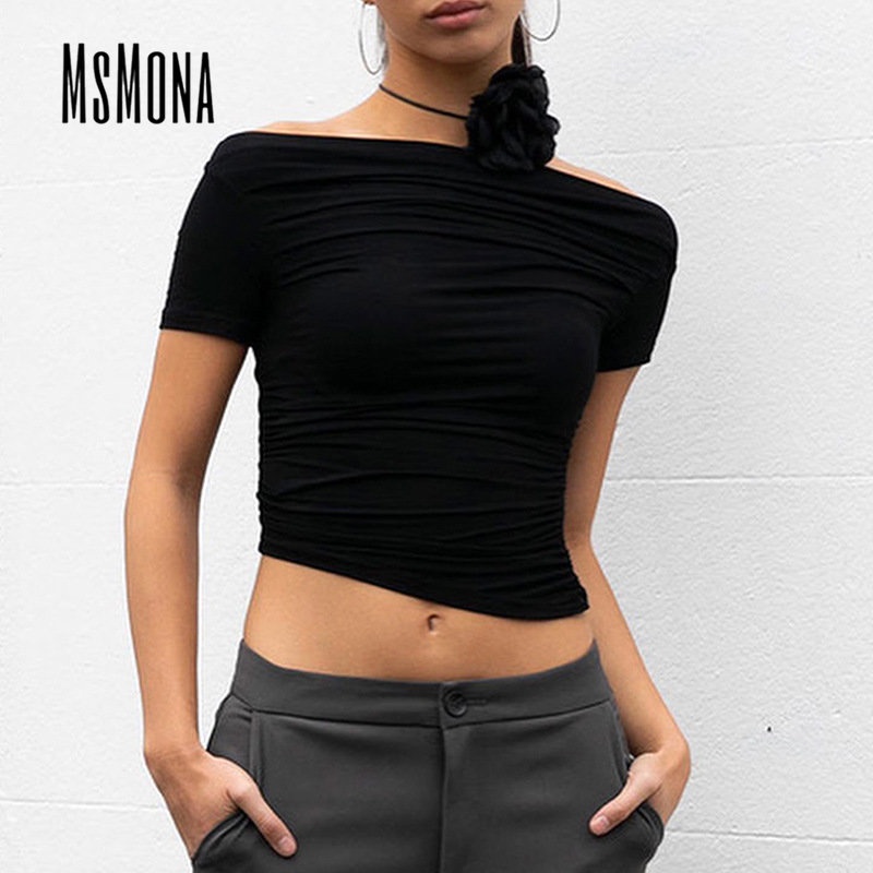 Áo Thun Tay Ngắn Dáng Ôm Màu Trơn Thời Trang 2023 Quyến Rũ Cho Nữ