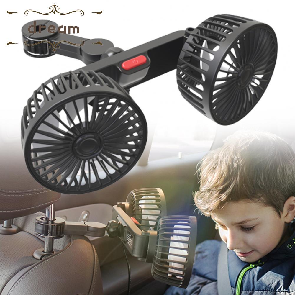 【DREAMLIFE】Car Fan 10W 360° Rotatable 5V New Third Gear USB Charging USB Rear Pillow