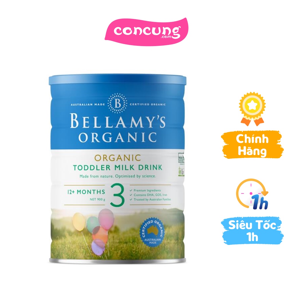 Sữa Bellamy's Organic Toddler Milk Drink số 3, 900g, 1-3 tuổi