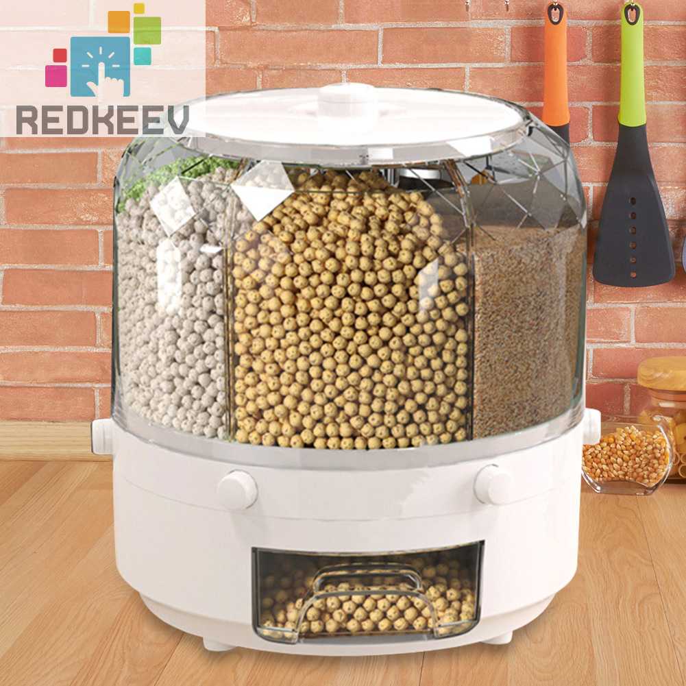 Hộp Đựng Thực Phẩm 6 Ngăn Xoay 360 Độ Chống Bụi Cho Nhà Bếp