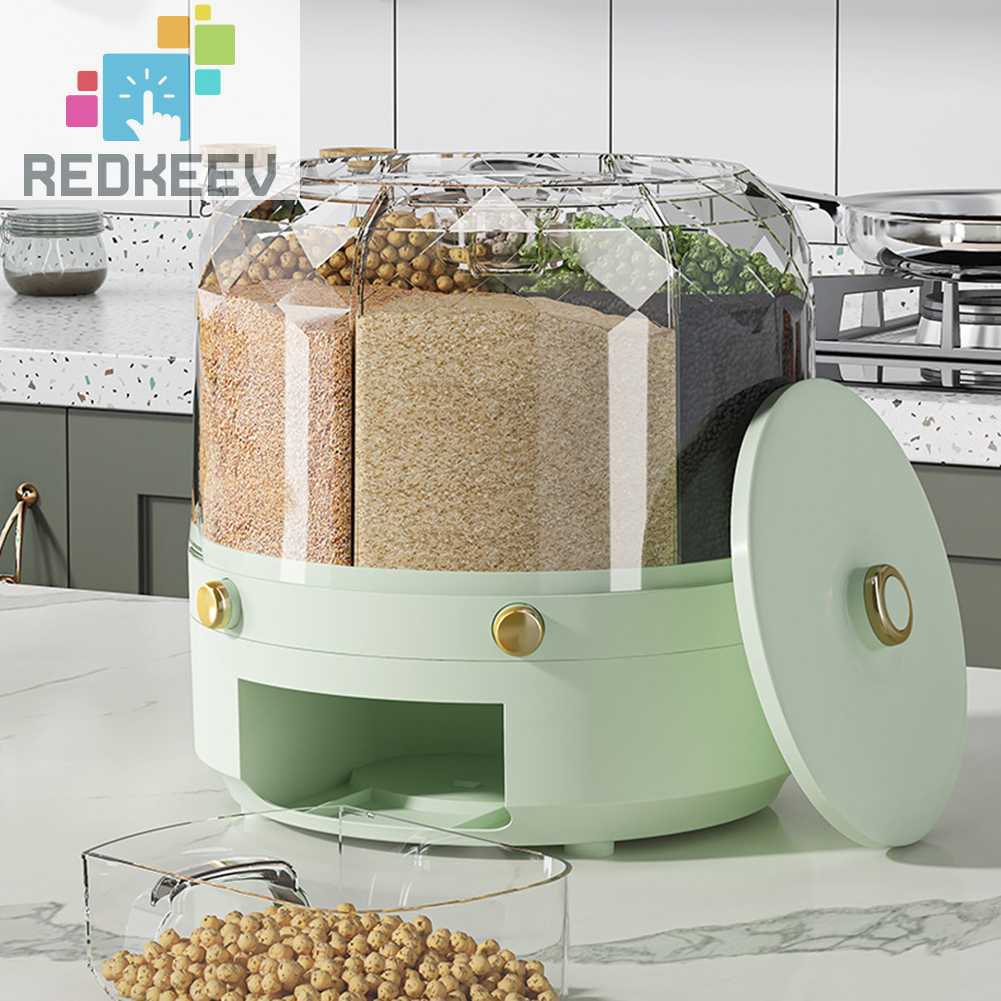 Hộp Đựng Thực Phẩm 6 Ngăn Xoay 360 Độ Chống Bụi Cho Nhà Bếp