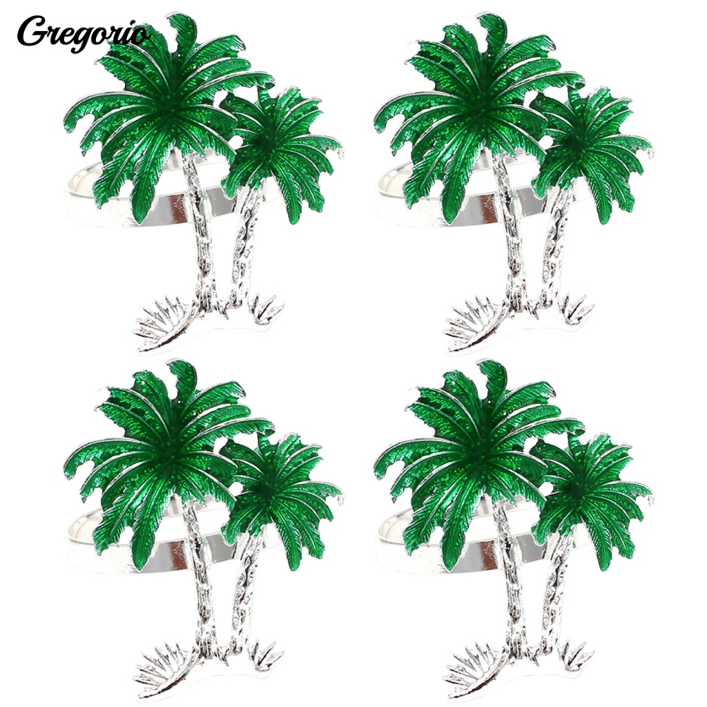 Gregorio Set 4 Vòng Giữ Khăn Ăn Hình Cây Dừa Có Thể Tái Sử Dụng Sturdy