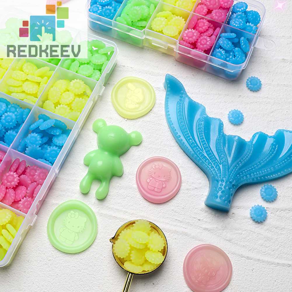 Bộ 100 Hạt Sáp Dạ Quang Đóng Dấu Niêm Phong Thiệp Cưới DIY