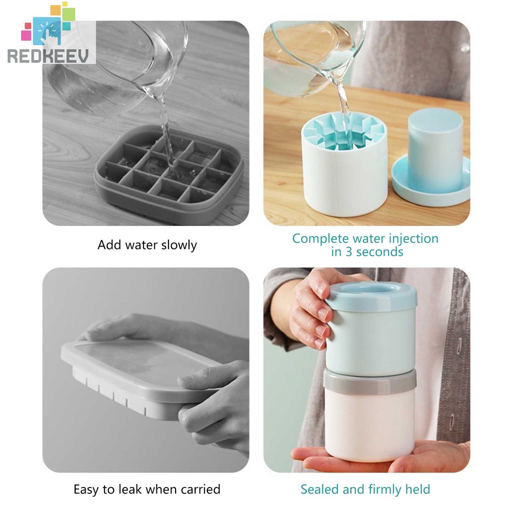 Khuôn Silicone Làm Đá Viên Hình Trụ Có Nắp Đậy Tiện Lợi